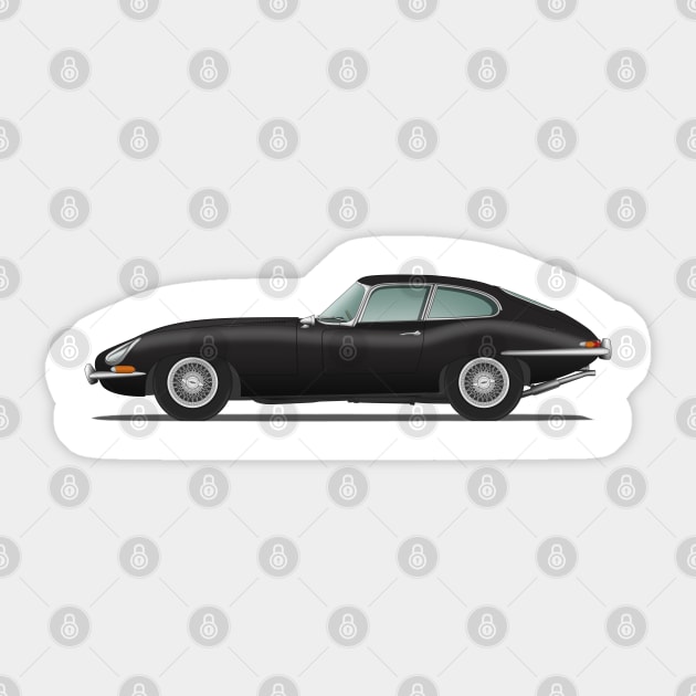 Jaguar E Type Fixed Head Coupe Black Sticker by SteveHClark